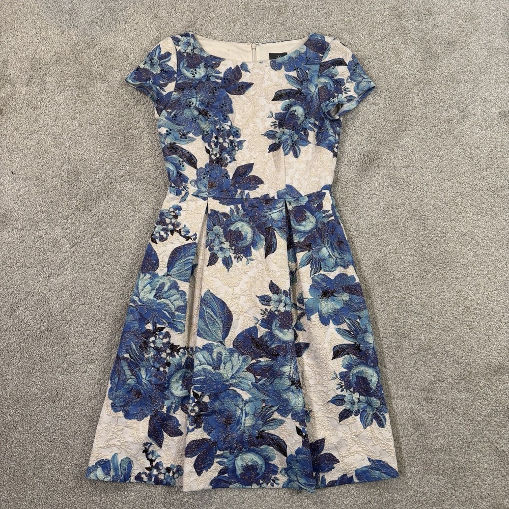 Adrianna Papell Blue Floral Fit-and-Flare Dress